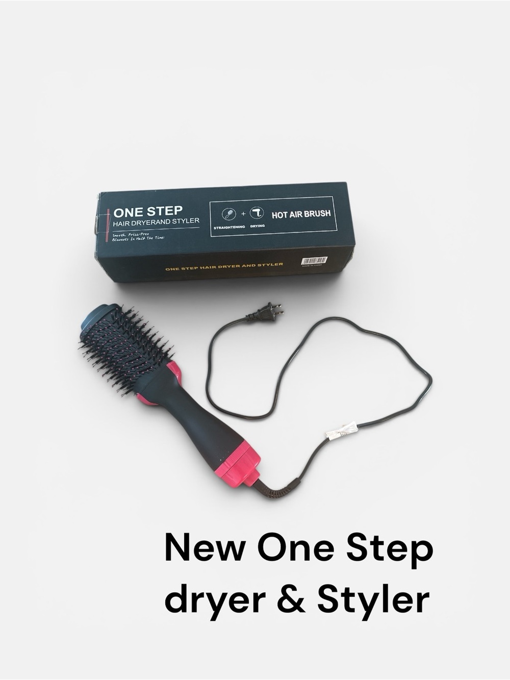One Step Hot Air Brush Hair Dryer & Styler - Black and Pink